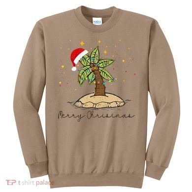 Palm Tree Christmas Light Santa Hawaiian Beach Xmas Sweatshirt