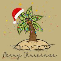 Palm Tree Christmas Light Santa Hawaiian Beach Xmas Kids T-Shirt thumb 2