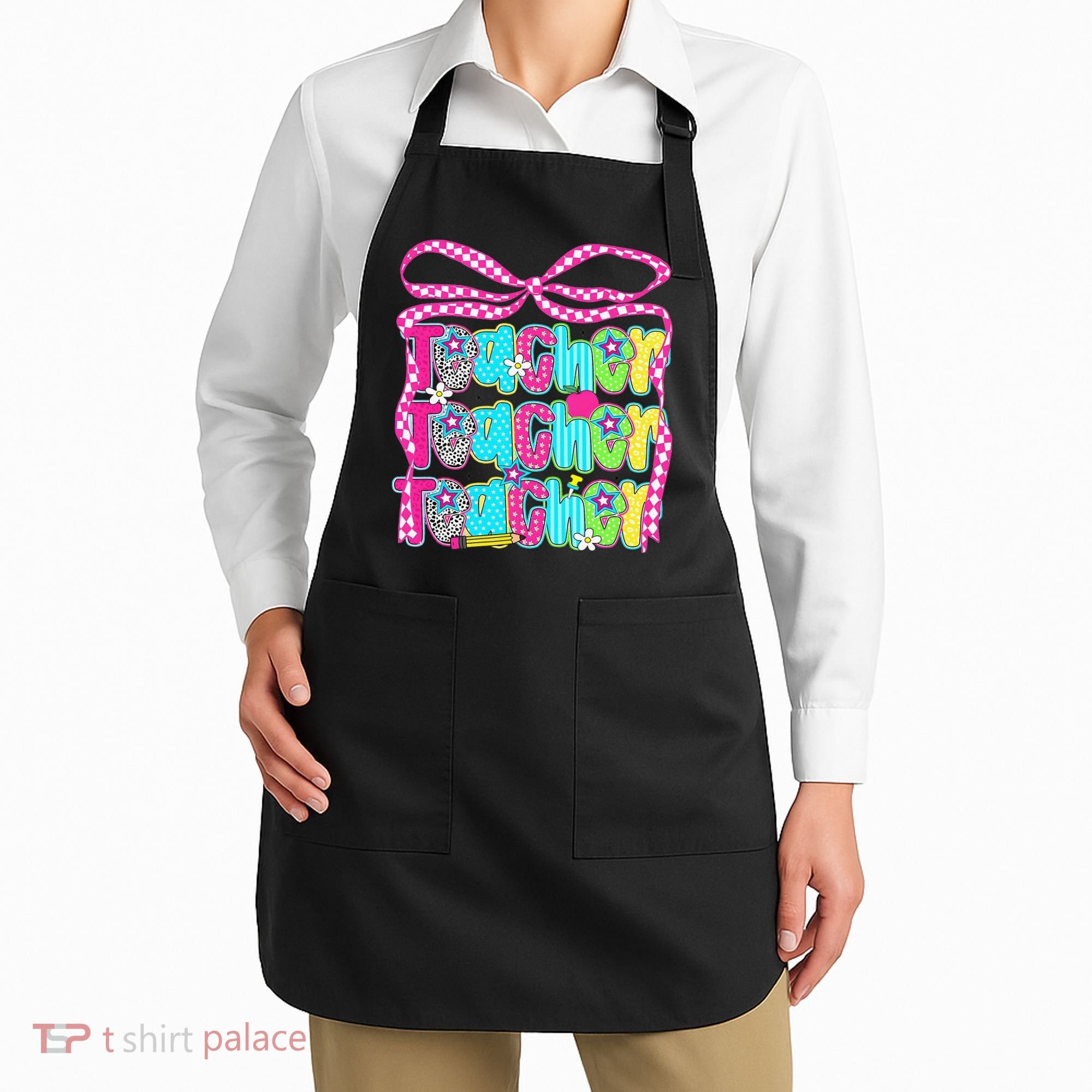 Preppy Teacher Coquette Bow Teacher Summer Last Day Apron
