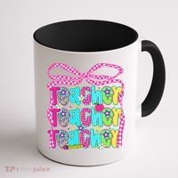 Preppy Teacher Coquette Bow Teacher Summer Last Day Coffee Mug thumb 1