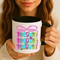 Preppy Teacher Coquette Bow Teacher Summer Last Day Coffee Mug thumb 3