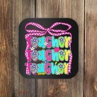 Preppy Teacher Coquette Bow Teacher Summer Last Day Coaster thumb 0
