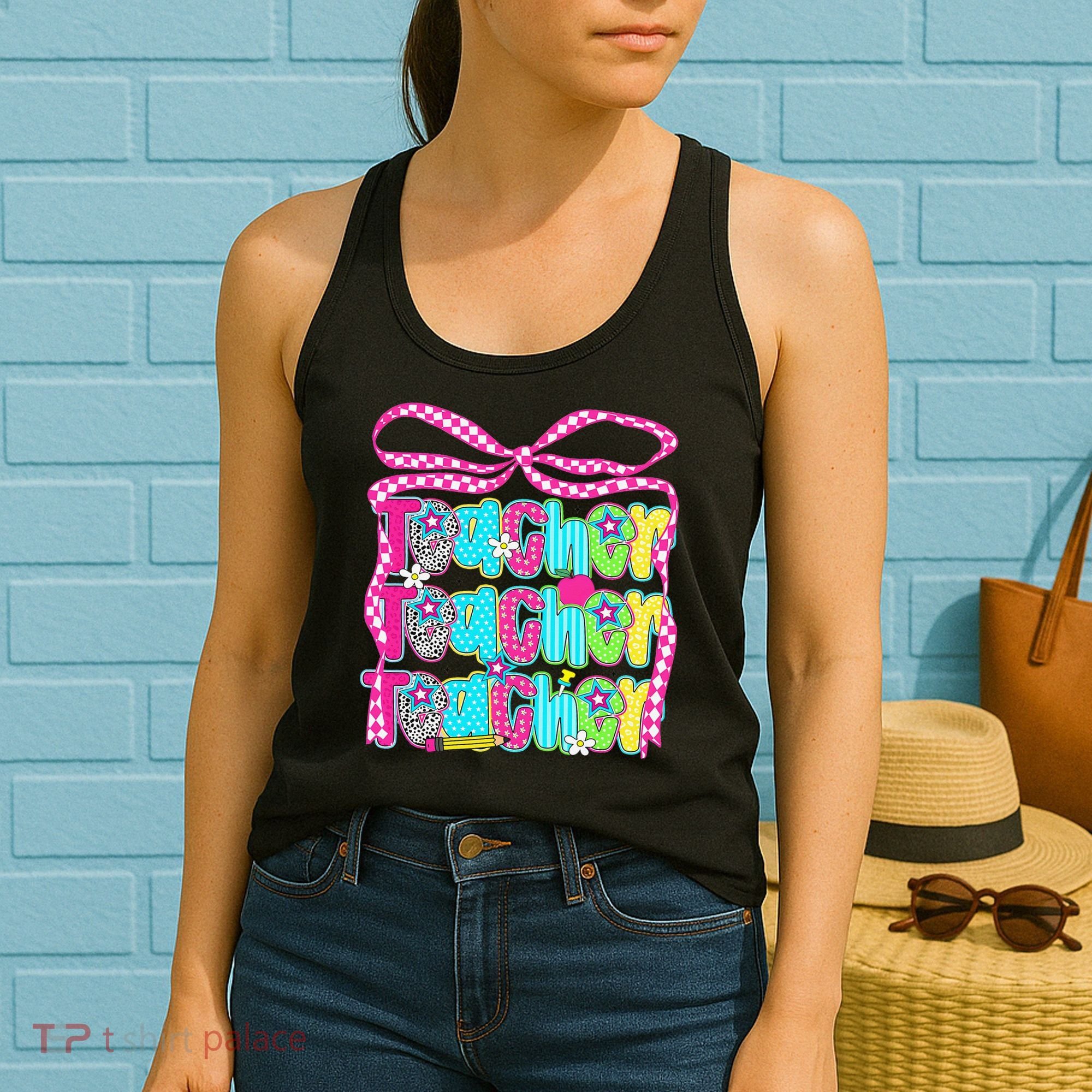 Preppy Teacher Coquette Bow Teacher Summer Last Day Women's Tank Top