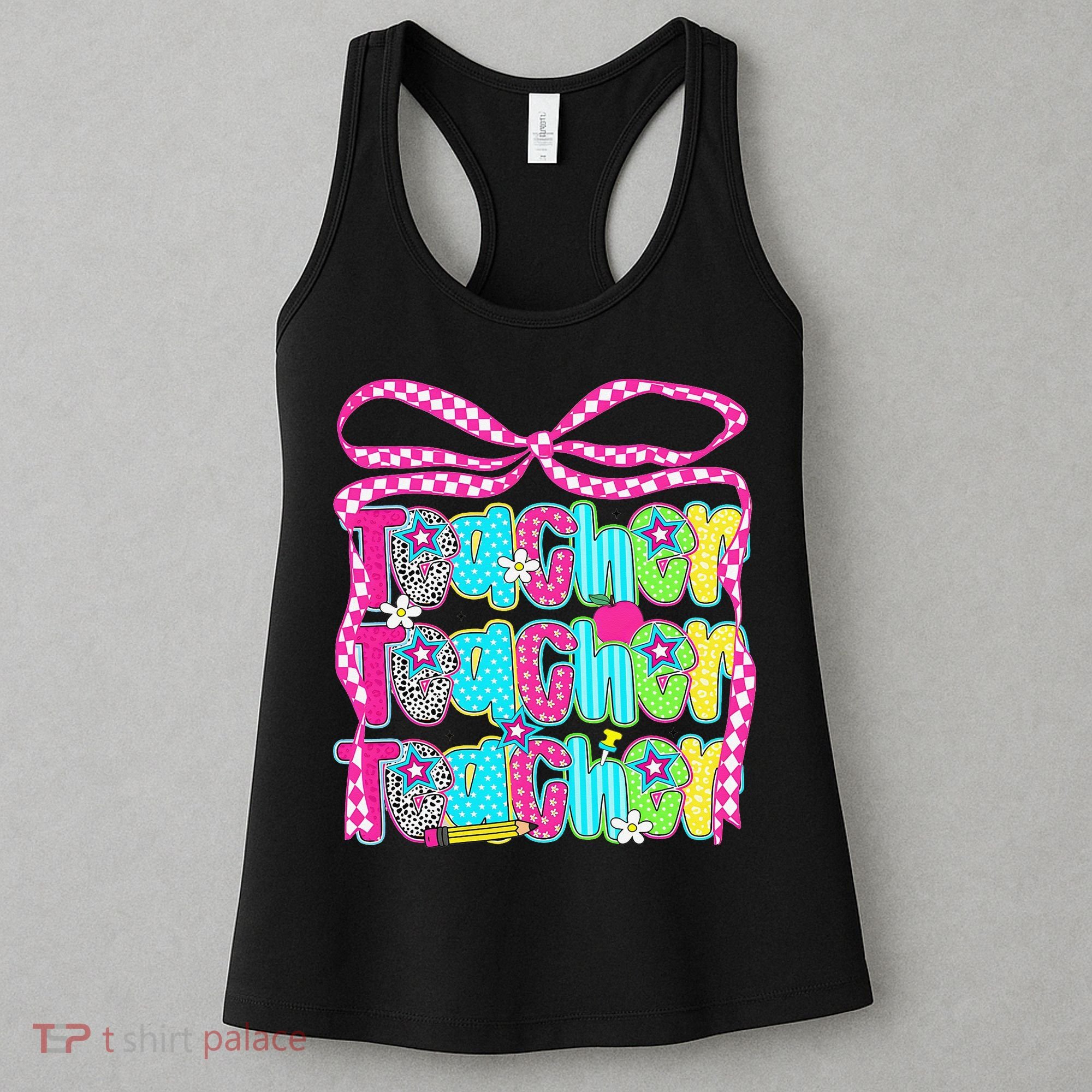 Preppy Teacher Coquette Bow Teacher Summer Last Day Women's Tank Top