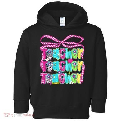 Preppy Teacher Coquette Bow Teacher Summer Last Day Toddler Hoodie