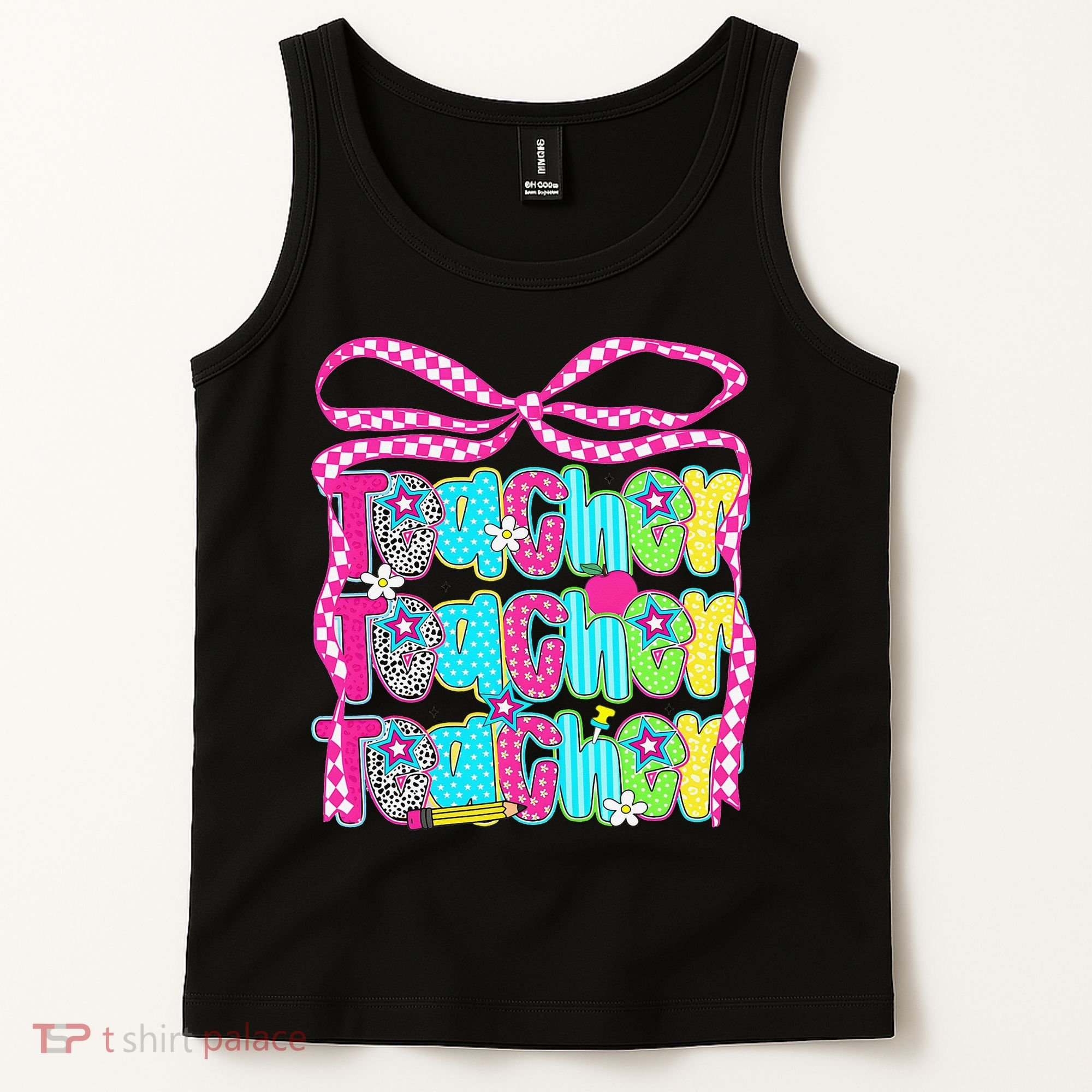 Preppy Teacher Coquette Bow Teacher Summer Last Day Tank Top