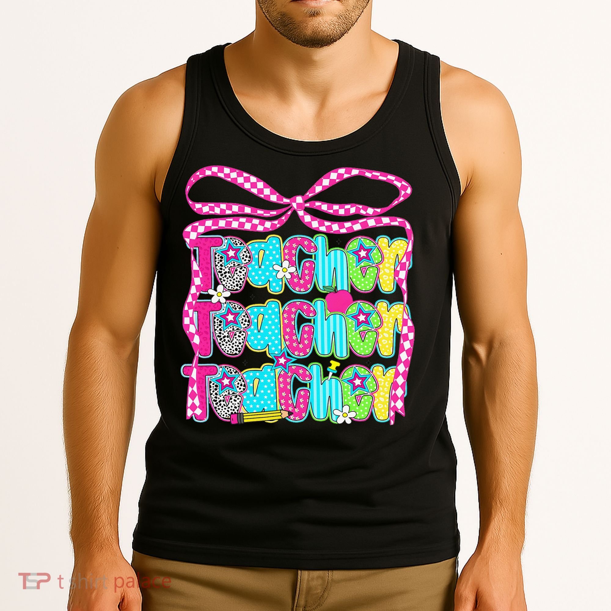 Preppy Teacher Coquette Bow Teacher Summer Last Day Tank Top