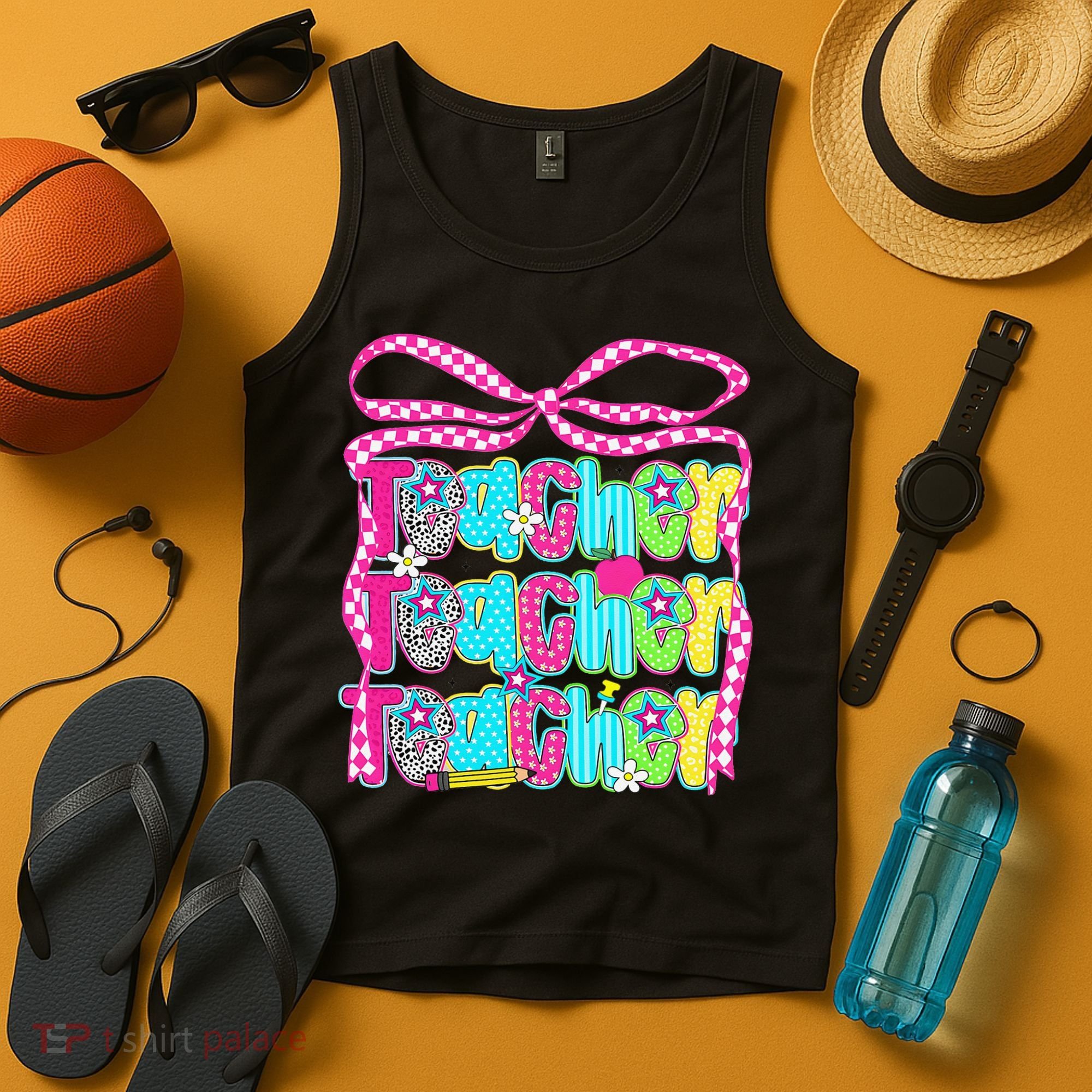 Preppy Teacher Coquette Bow Teacher Summer Last Day Tank Top