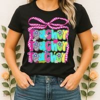 Preppy Teacher Coquette Bow Teacher Summer Last Day Women's T-Shirt thumb 2