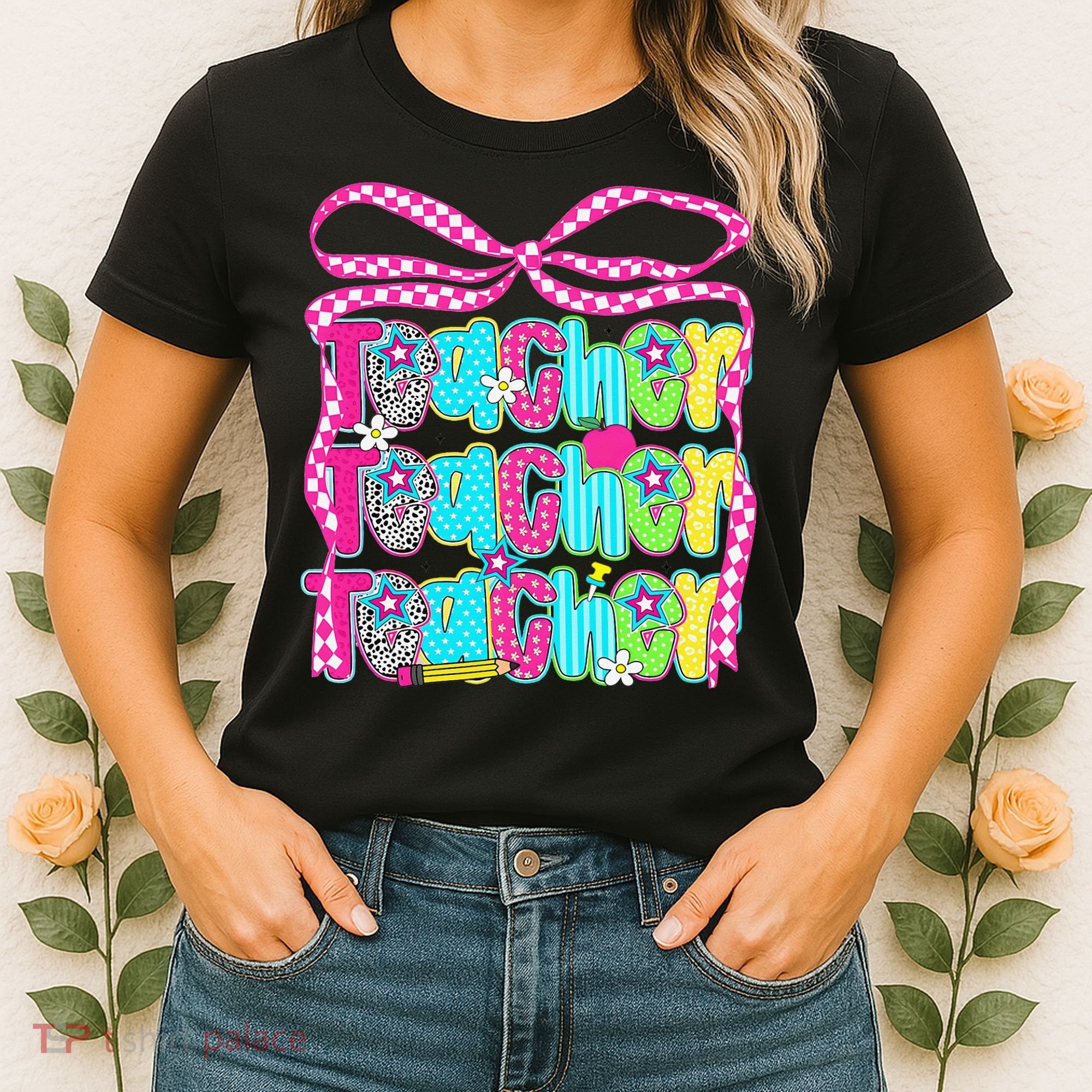 Preppy Teacher Coquette Bow Teacher Summer Last Day Women's T-Shirt