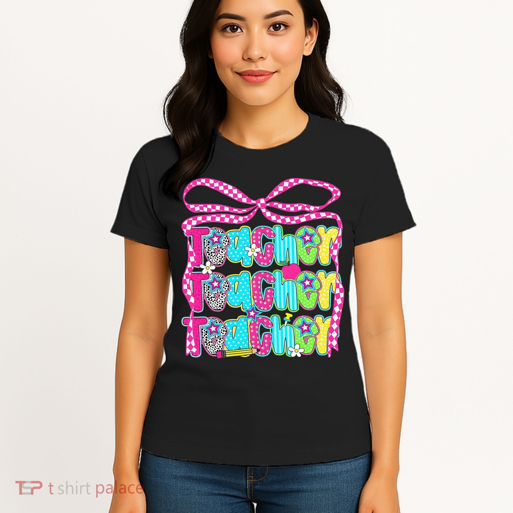 Preppy Teacher Coquette Bow Teacher Summer Last Day Women's T-Shirt