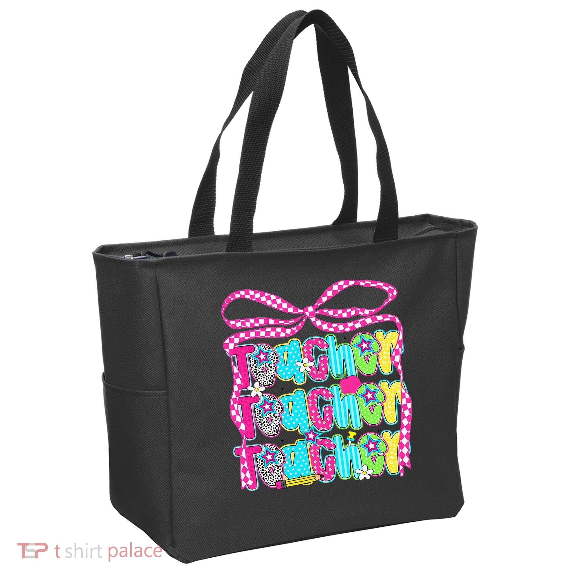 Preppy Teacher Coquette Bow Teacher Summer Last Day Tote Bag