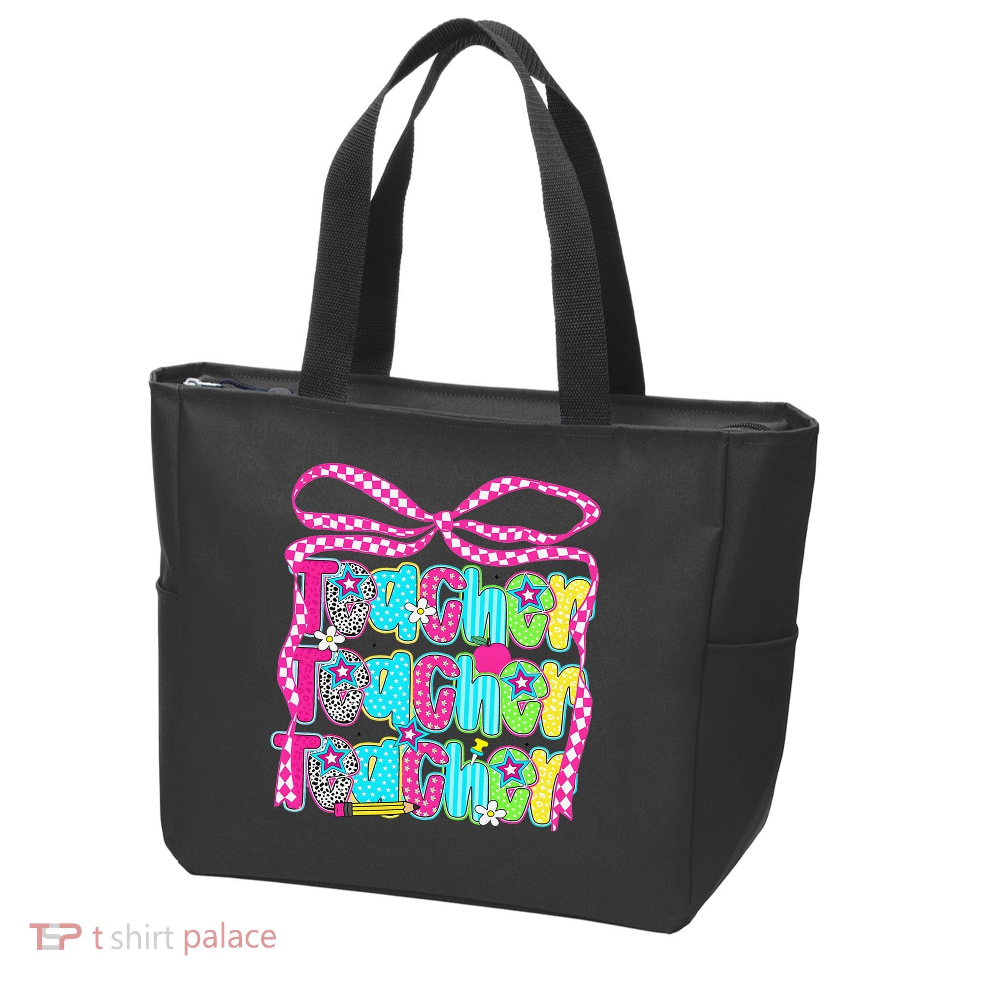 Preppy Teacher Coquette Bow Teacher Summer Last Day Tote Bag