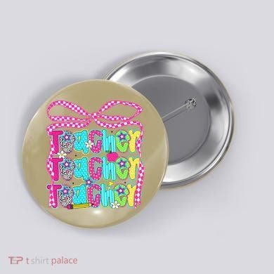 Preppy Teacher Coquette Bow Teacher Summer Last Day Button