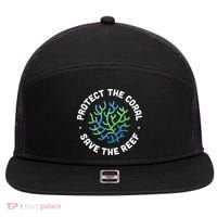 Protect The Coral Save The Reef Ocean Conservation Lover 7 Panel Mesh Trucker Snapback Hat thumb 0
