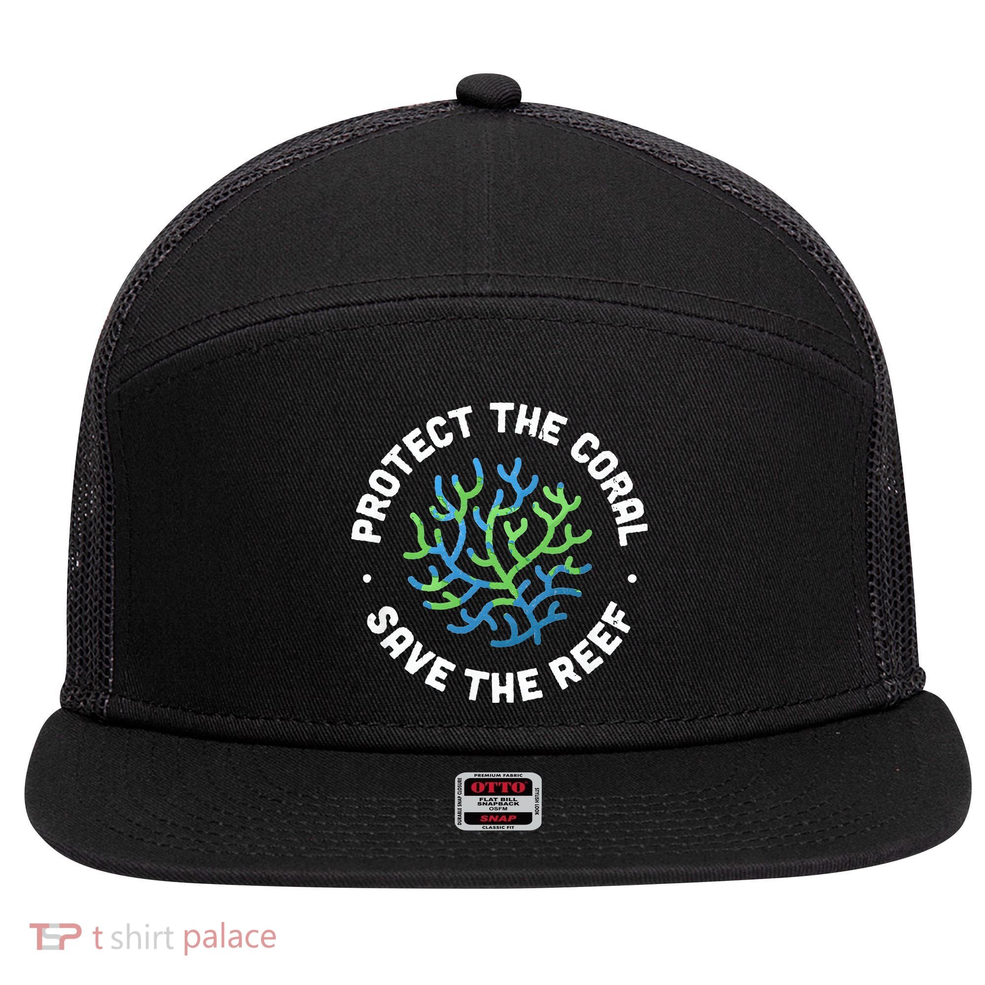 Protect The Coral Save The Reef Ocean Conservation Lover 7 Panel Mesh Trucker Snapback Hat