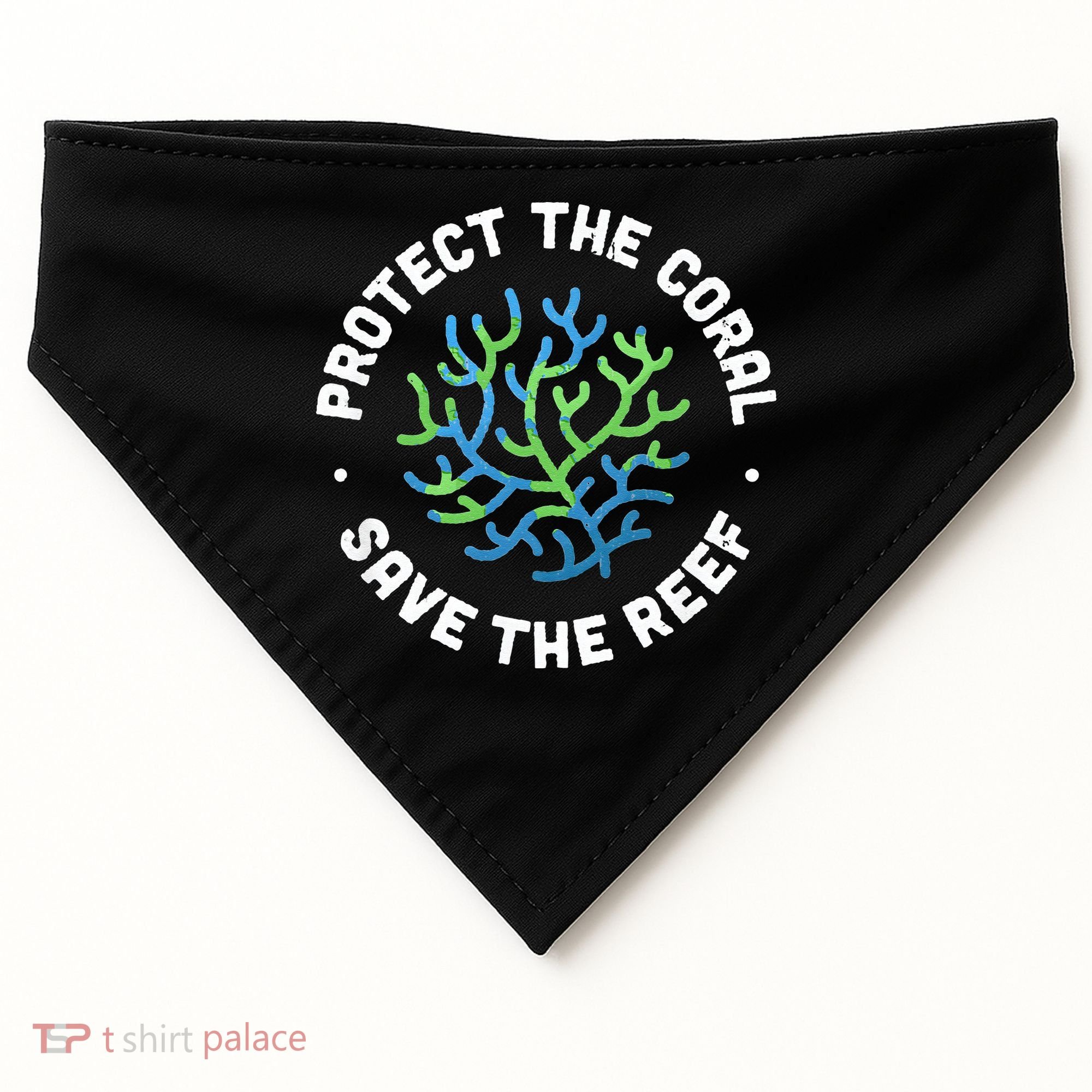Protect The Coral Save The Reef Ocean Conservation Lover USA-Made Doggie Bandana