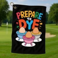 Prepare To Dye Funny Easter Sunday Egg Hunting Golf Towel thumb 1