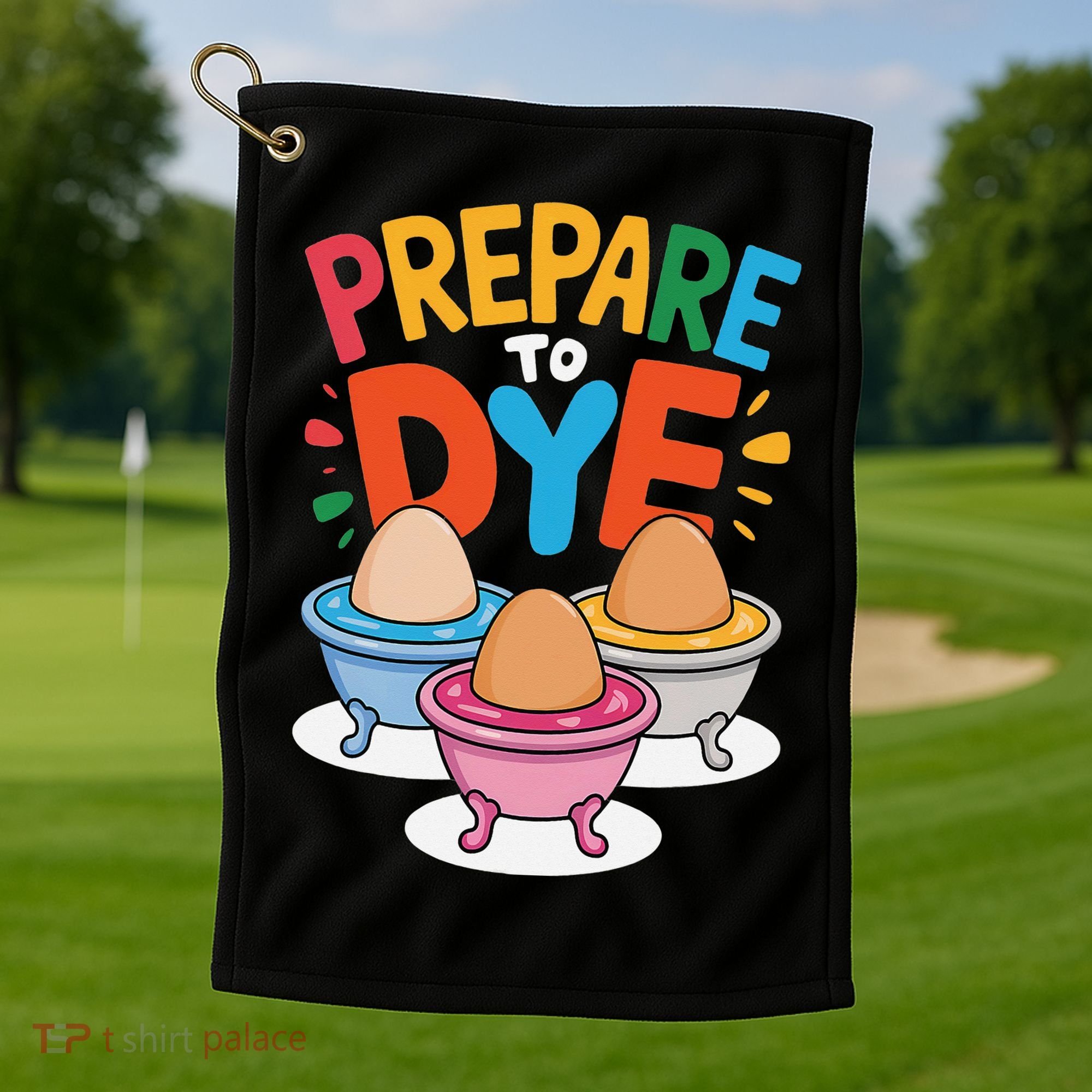 Prepare To Dye Funny Easter Sunday Egg Hunting Golf Towel