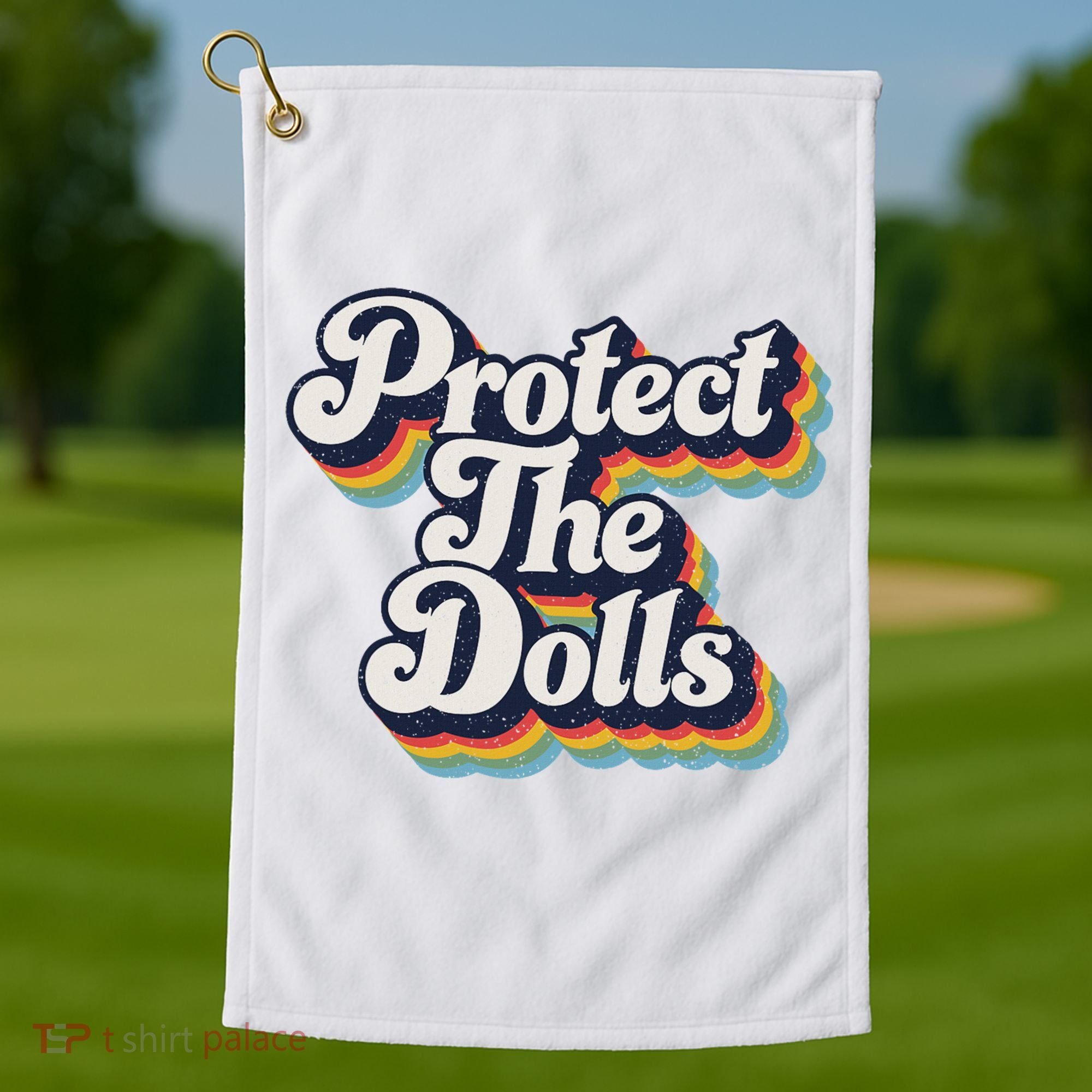 Protect The Dolls Women Solidarity Retro Distressed Golf Towel