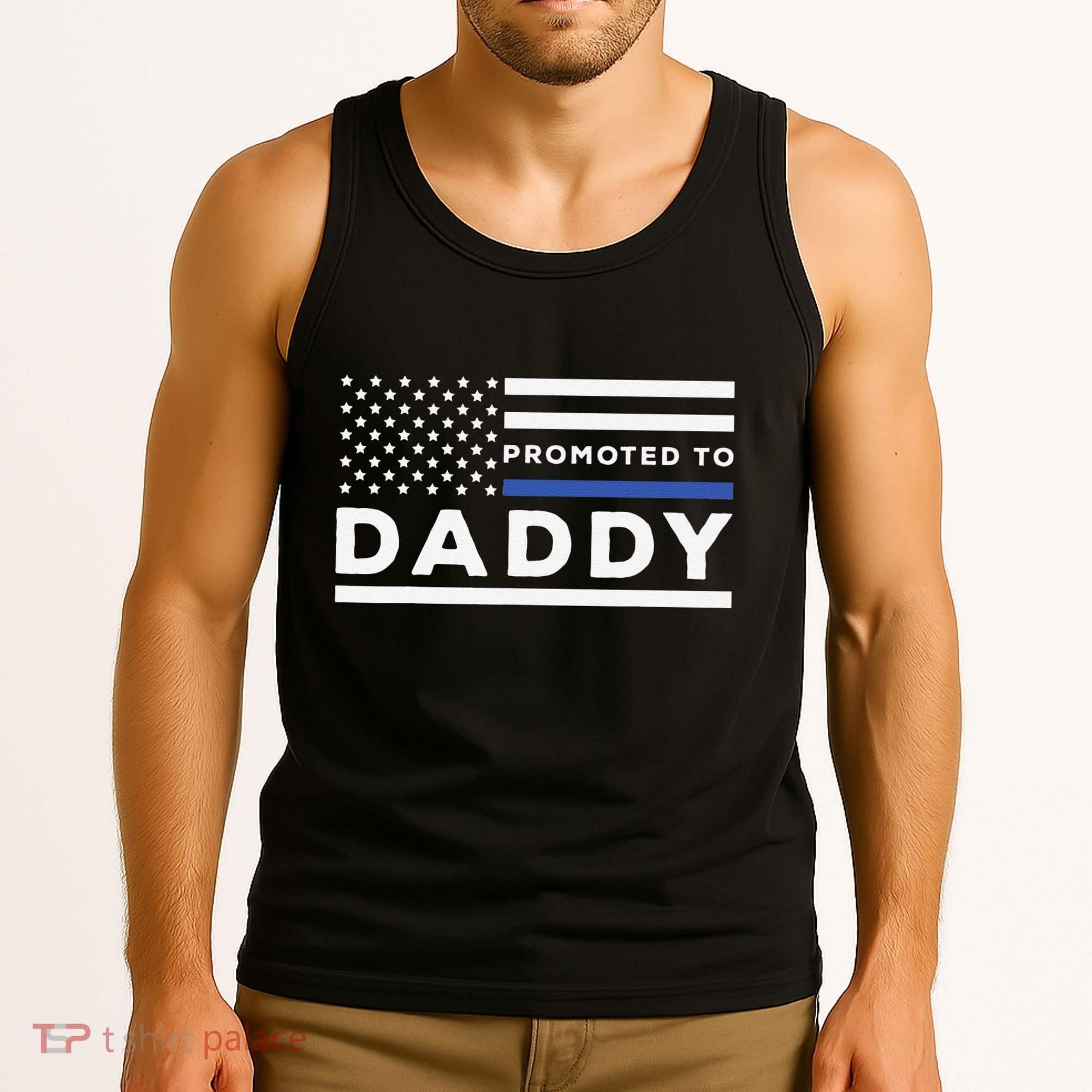 Promoted To Daddy Funny Police Officer Future Father Dad Tank Top