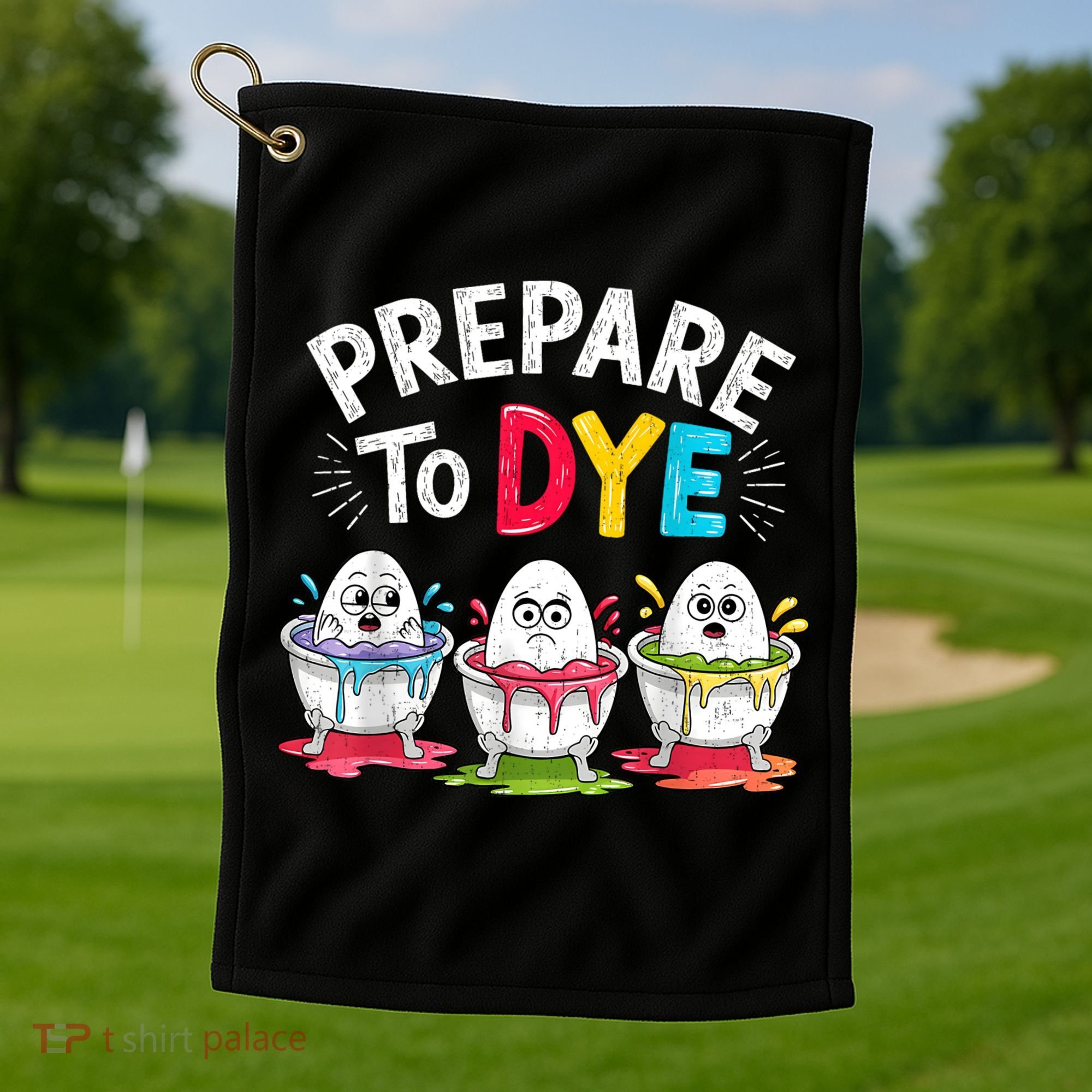 Prepare To Dye Funny Easter Eggs Golf Towel