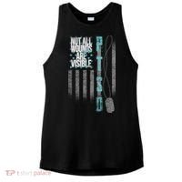 Not All Wounds Are Visible Ptsd Veteran Flag Ladies PosiCharge Tri-Blend Wicking Tank thumb 0