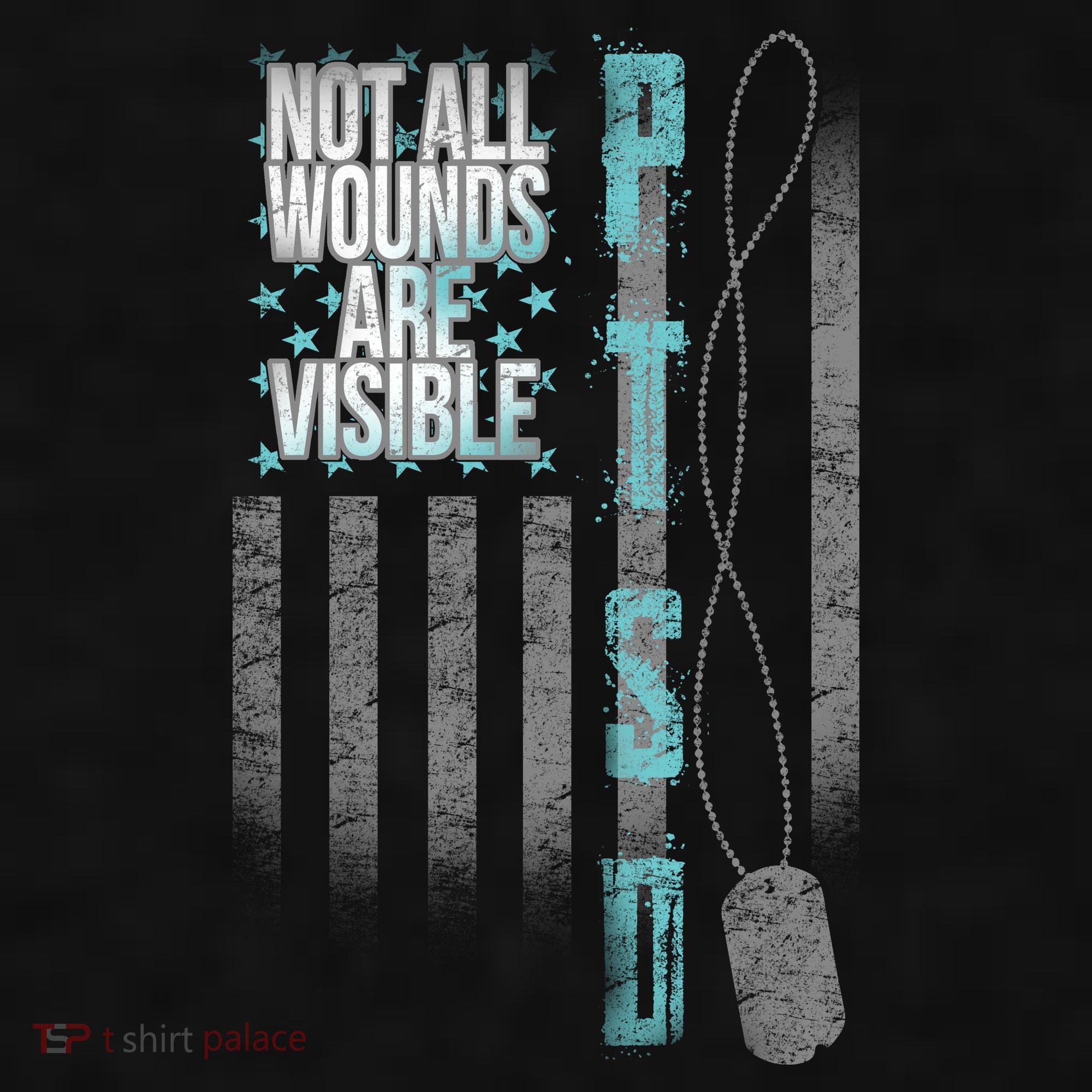 Not All Wounds Are Visible Ptsd Veteran Flag Ladies PosiCharge Tri-Blend Wicking Tank