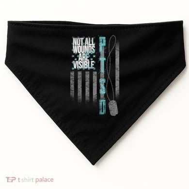 Not All Wounds Are Visible Ptsd Veteran Flag USA-Made Doggie Bandana