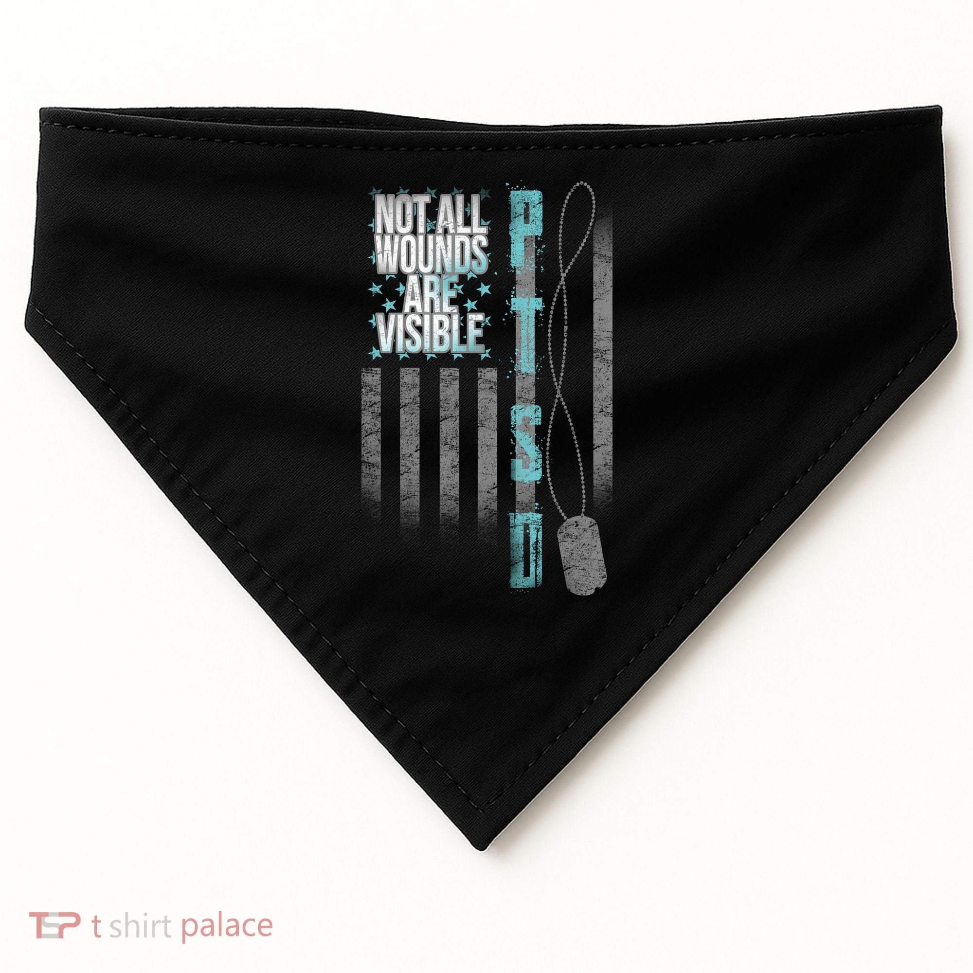 Not All Wounds Are Visible Ptsd Veteran Flag USA-Made Doggie Bandana