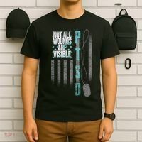 Not All Wounds Are Visible Ptsd Veteran Flag T-Shirt thumb 6