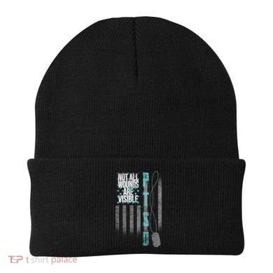 Not All Wounds Are Visible Ptsd Veteran Flag Beanie