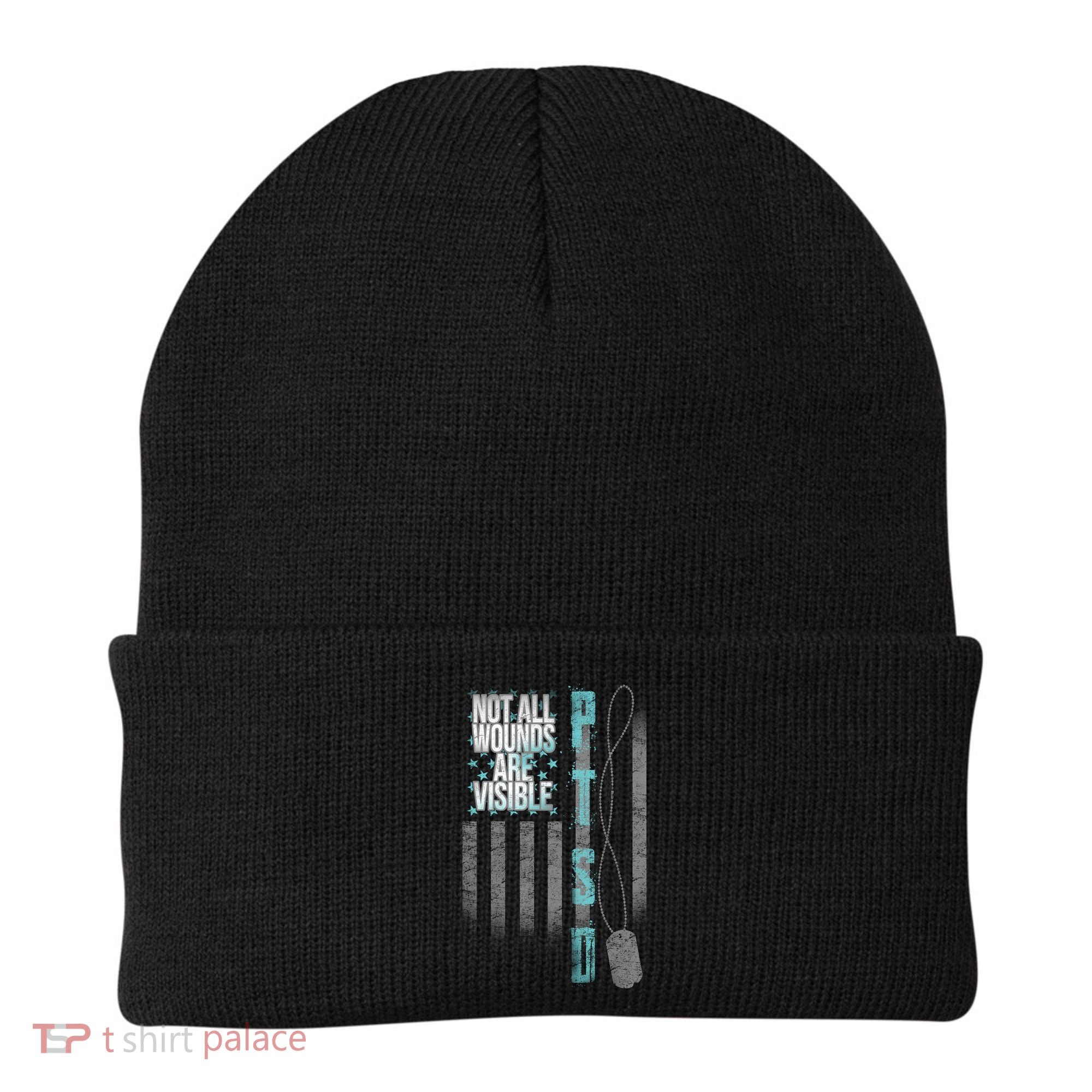 Not All Wounds Are Visible Ptsd Veteran Flag Beanie