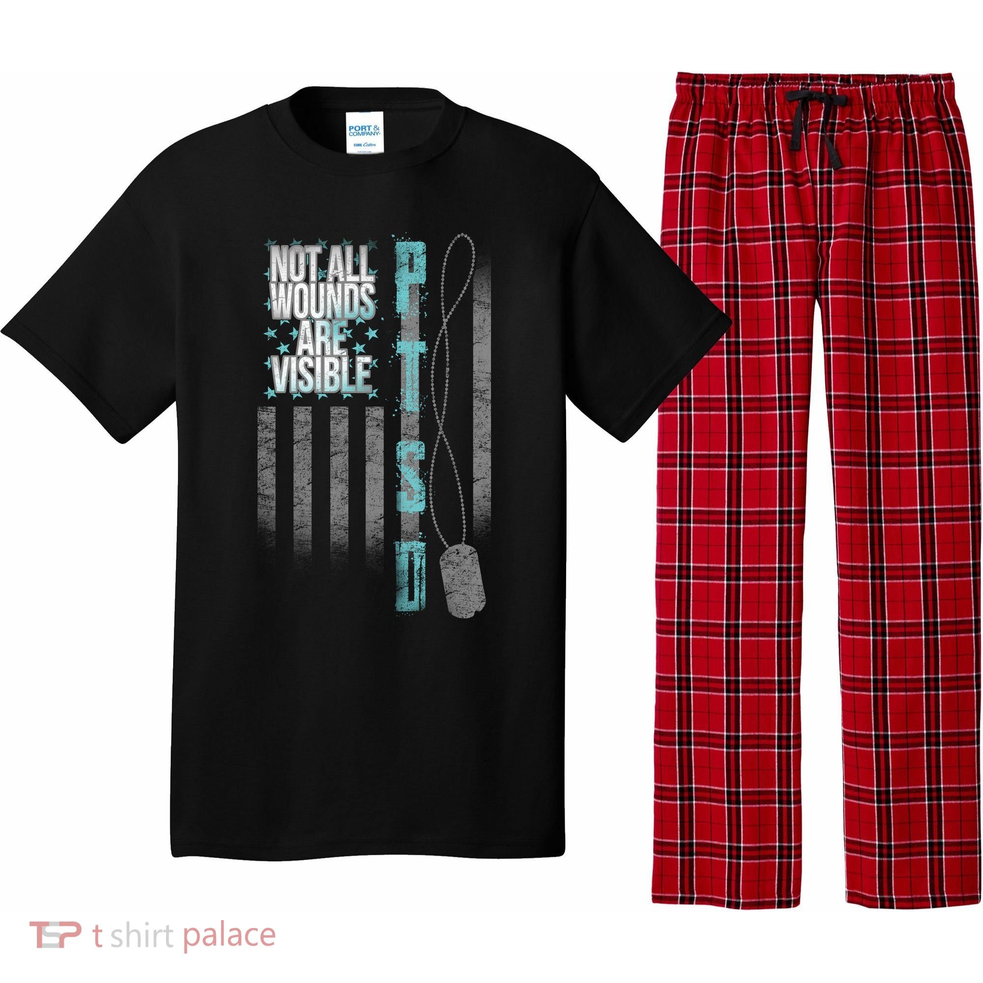 Not All Wounds Are Visible Ptsd Veteran Flag Pajama Set