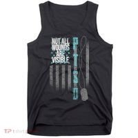 Not All Wounds Are Visible Ptsd Veteran Flag Tank Top thumb 0
