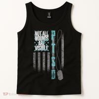 Not All Wounds Are Visible Ptsd Veteran Flag Tank Top thumb 2