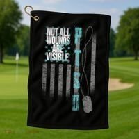 Not All Wounds Are Visible Ptsd Veteran Flag Golf Towel thumb 1