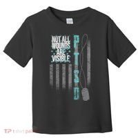 Not All Wounds Are Visible Ptsd Veteran Flag Toddler T-Shirt thumb 0