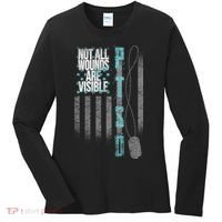 Not All Wounds Are Visible Ptsd Veteran Flag Women's Long Sleeve Shirt thumb 0