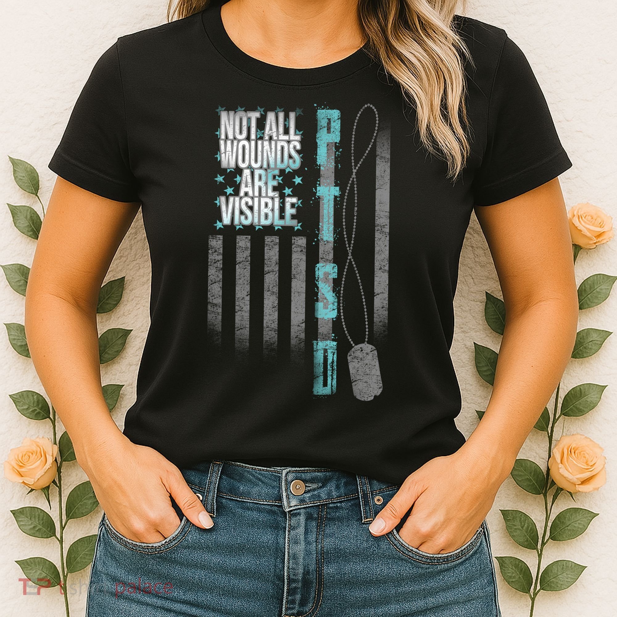 Not All Wounds Are Visible Ptsd Veteran Flag Women's T-Shirt