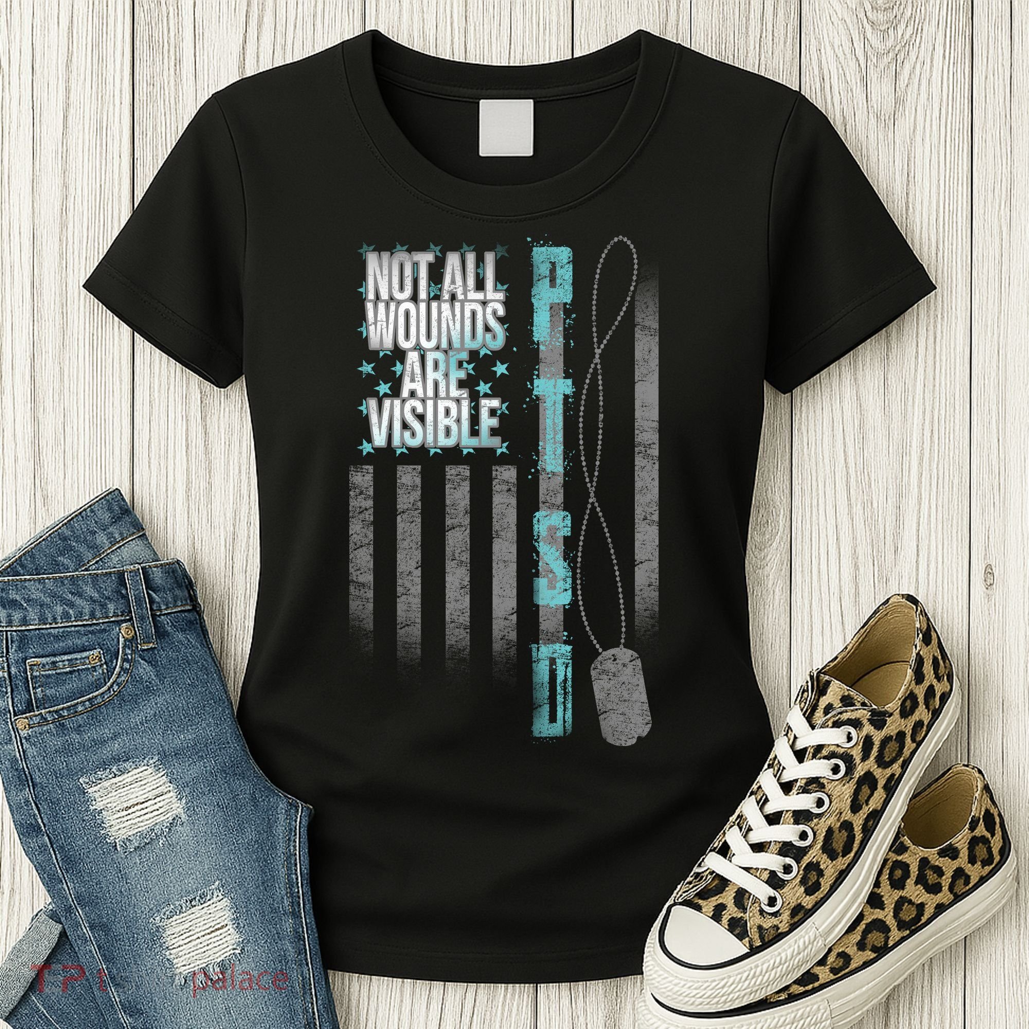 Not All Wounds Are Visible Ptsd Veteran Flag Women's T-Shirt