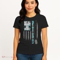 Not All Wounds Are Visible Ptsd Veteran Flag Women's T-Shirt thumb 4