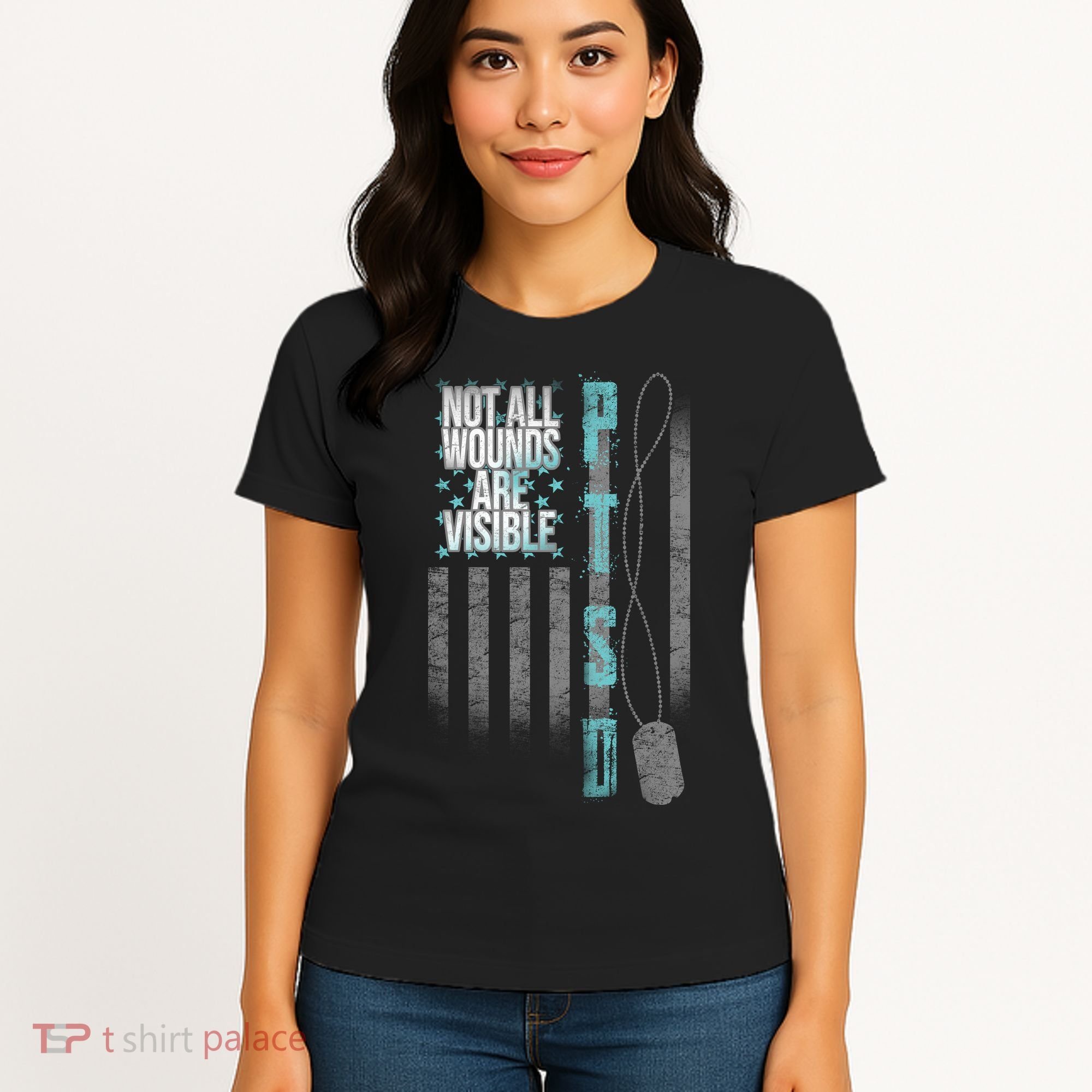 Not All Wounds Are Visible Ptsd Veteran Flag Women's T-Shirt