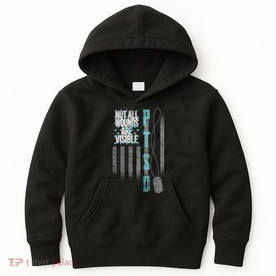 Not All Wounds Are Visible Ptsd Veteran Flag Kids Hoodie
