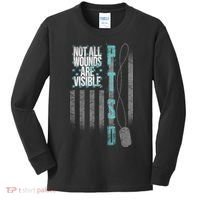 Not All Wounds Are Visible Ptsd Veteran Flag Kids Long Sleeve Shirt thumb 0