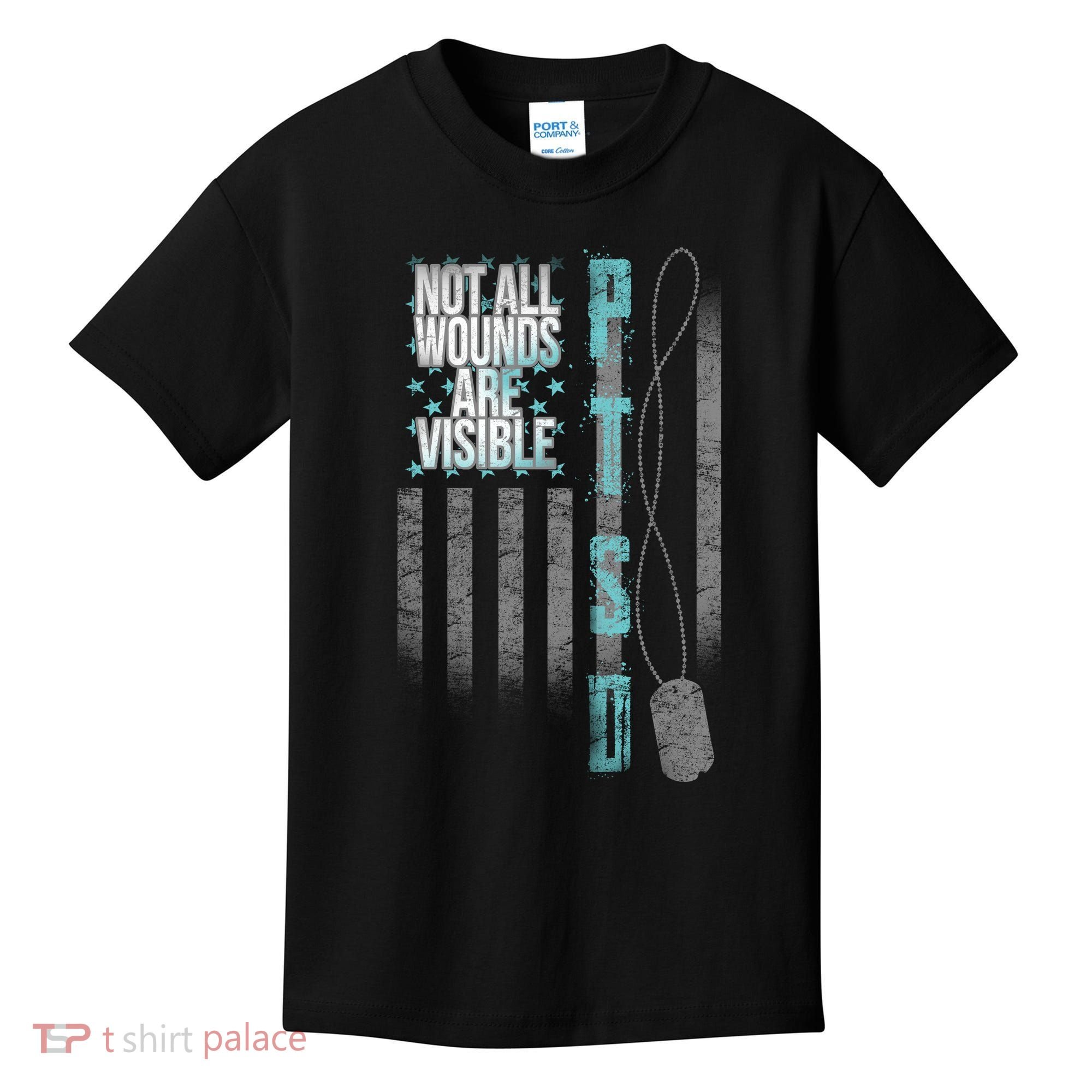 Not All Wounds Are Visible Ptsd Veteran Flag Kids T-Shirt