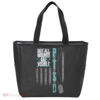 Not All Wounds Are Visible Ptsd Veteran Flag Tote Bag thumb 0