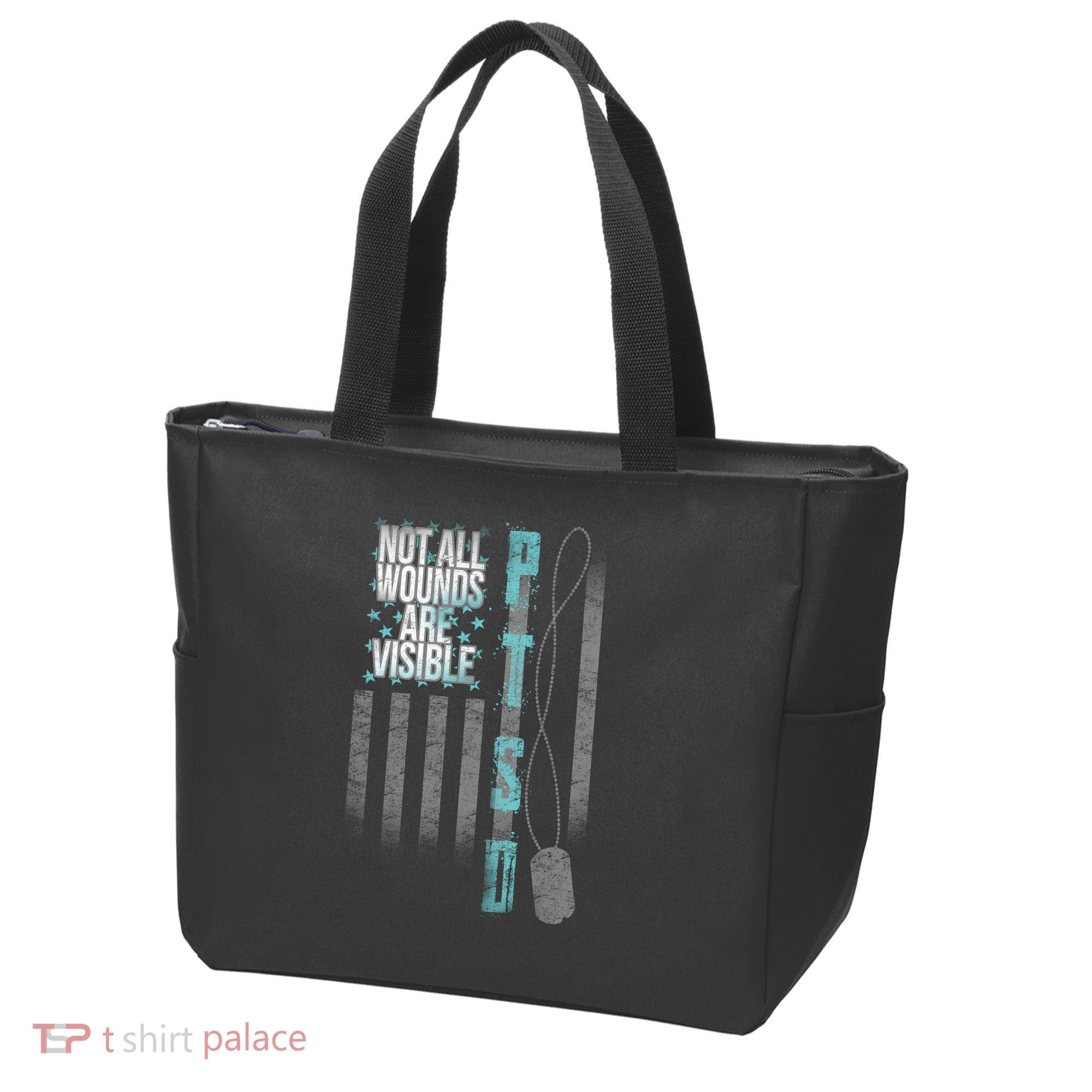 Not All Wounds Are Visible Ptsd Veteran Flag Tote Bag