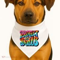Protect The Dolls Retro Protect The Dolls LGBTQ Pride  USA-Made Doggie Bandana thumb 1