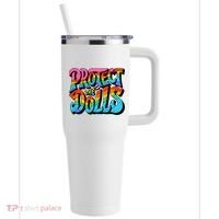 Protect The Dolls Retro Protect The Dolls LGBTQ Pride  40oz Vacuum Insulated Stainless Steel Travel Tumbler thumb 0